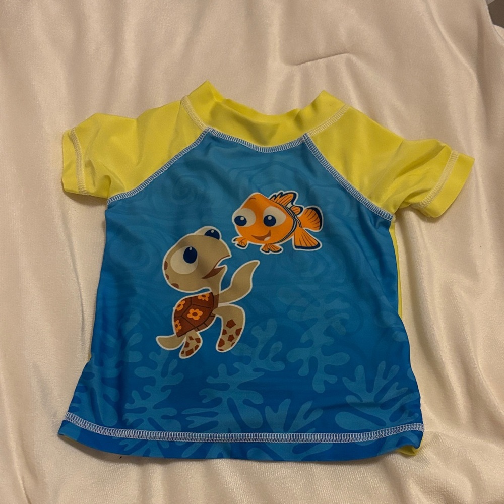 Disney Blue & Yellow Kids Rash Guard with Sea Turtle and Fish